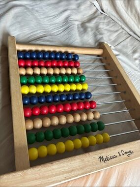 Melissa & Doug Wooden Abacus with Red, Blue, Green, Yellow, Natural Wood Beads